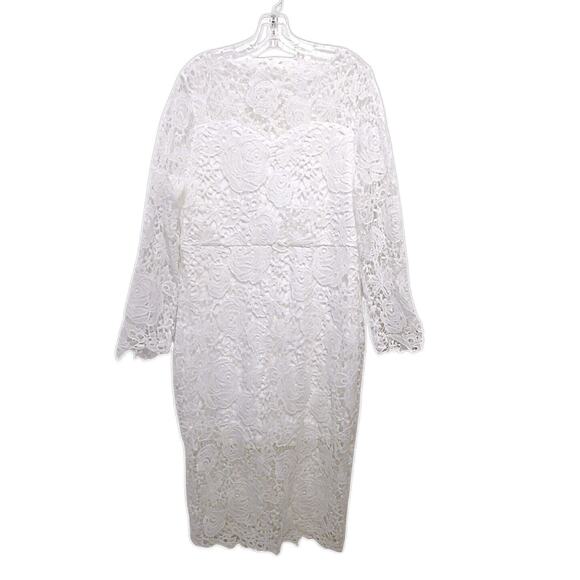 Wedding Dress Sz M Lined Simple Courthouse Elegant Rose Lace Long Sleeve Lined - Picture 5 of 16